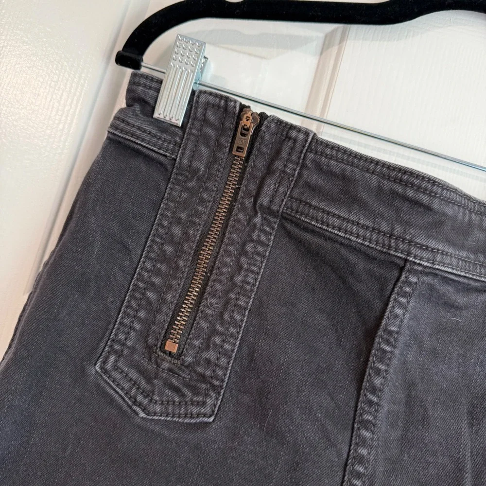 Free People Be Mine Double Zipper Denim Jean Shorts Black Wash Stretchy 28